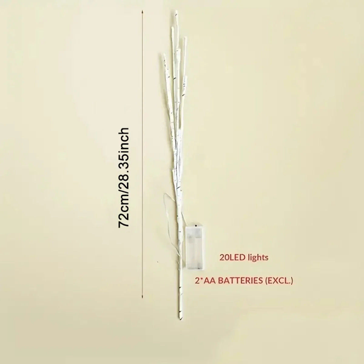 1 PC White Birch Branch Lights Battery Operated 20 LED Fairy Lights Willow Branches for Home Bedroom Inside Outdoor Decoration