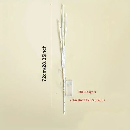 1 PC White Birch Branch Lights Battery Operated 20 LED Fairy Lights Willow Branches for Home Bedroom Inside Outdoor Decoration