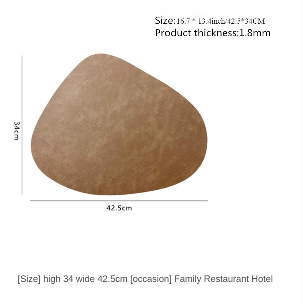 Mantel individual de PU antideslizante de doble cara con aislamiento, estilo nórdico, con estampado de piel de vaca sintética y forma de gota de agua.