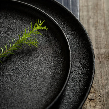Japanese Style Black Ceramic Plate Set
