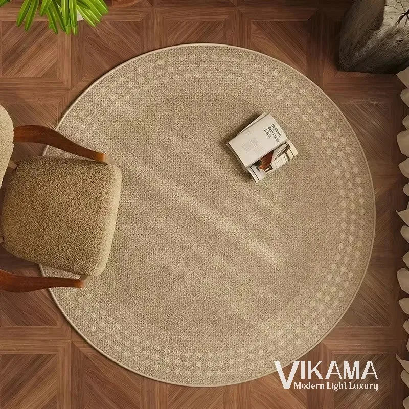 VIKAMA Circular Minimalist Light Luxury Carpet Minimalist Style Sofa Carpet Living Room Home Decoration Washable Floor Mat