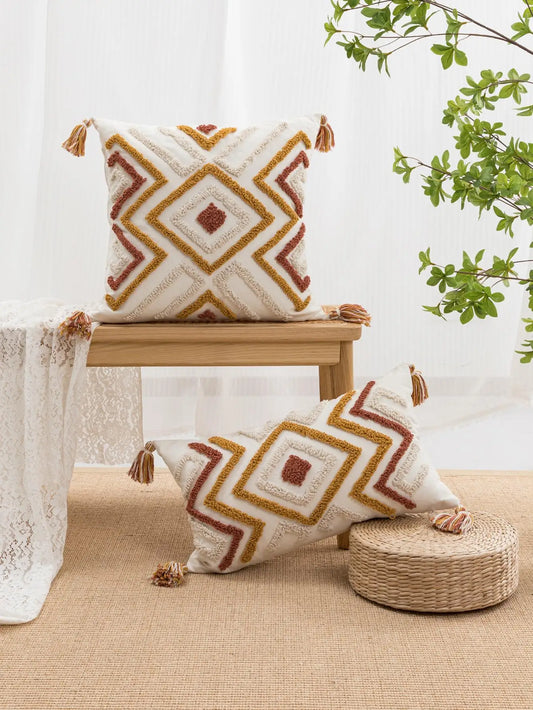 Boho Geometric Throw Pillow Cover