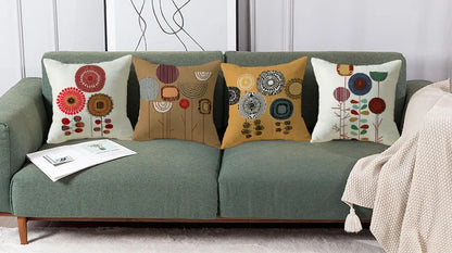 4 fundas de cojín con diseño floral abstracto, de lino suave, para el hogar, sofá, cama, sala de estar, decorativas.
