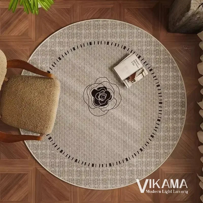 VIKAMA Circular Minimalist Light Luxury Carpet Minimalist Style Sofa Carpet Living Room Home Decoration Washable Floor Mat