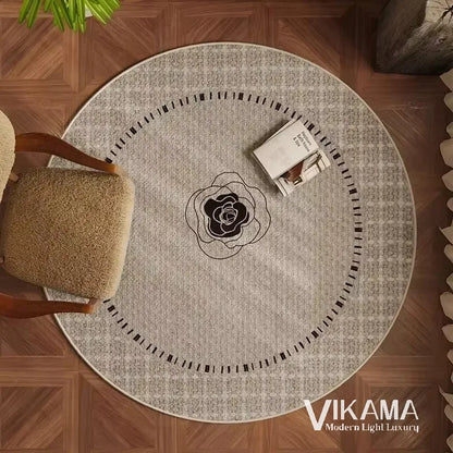 VIKAMA Circular Minimalist Light Luxury Carpet Minimalist Style Sofa Carpet Living Room Home Decoration Washable Floor Mat
