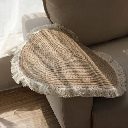 Handmade Round Rug Jute Carpets Woven Rattan Carpet With Tassel for Bedroom Living Room Vintage Linen Cotton Floor Mats