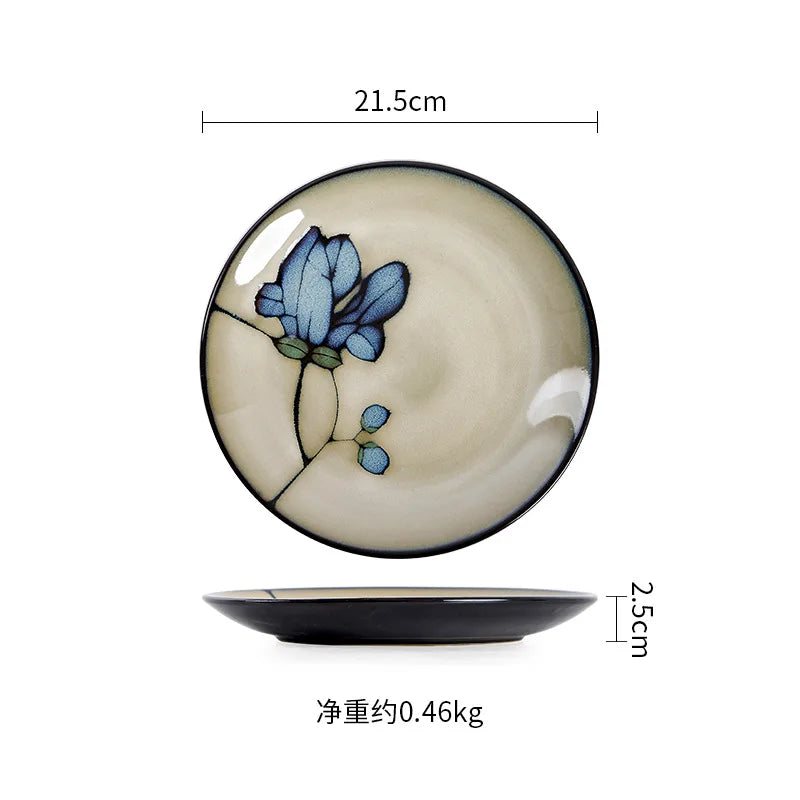 Hand Drawn Mulan Ceramic Plates, Fish Plates, Soup Bowls, Baking Pans, Rice Bowls, Snacks, Creative Retro Round Tableware