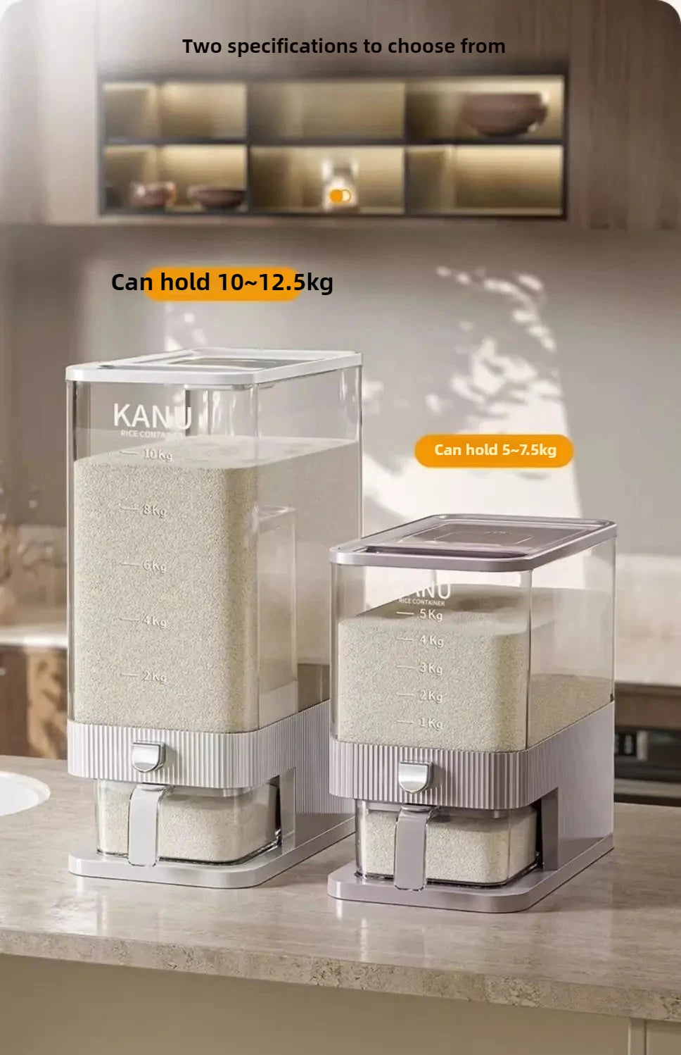 Sealed Rice Storage Container Easy Dispense Kitchen Box