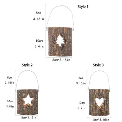 Home Decor Rustic Wood Candlestick Minimalist Decorative Candle Holder Natural with Handle Craft Candelabra Valentine's Day