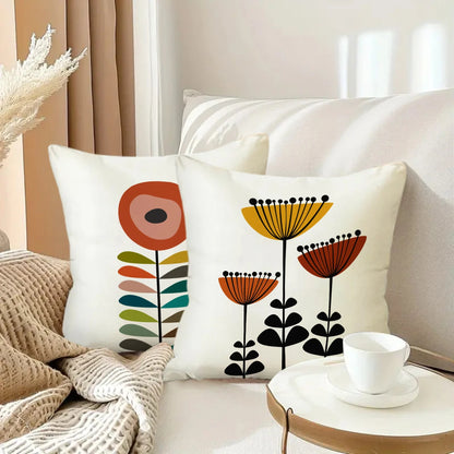 1/4pcs Floral and plant printed pillow cover, Bohemian room living room sofa decoration cushion cover (without pillow core)