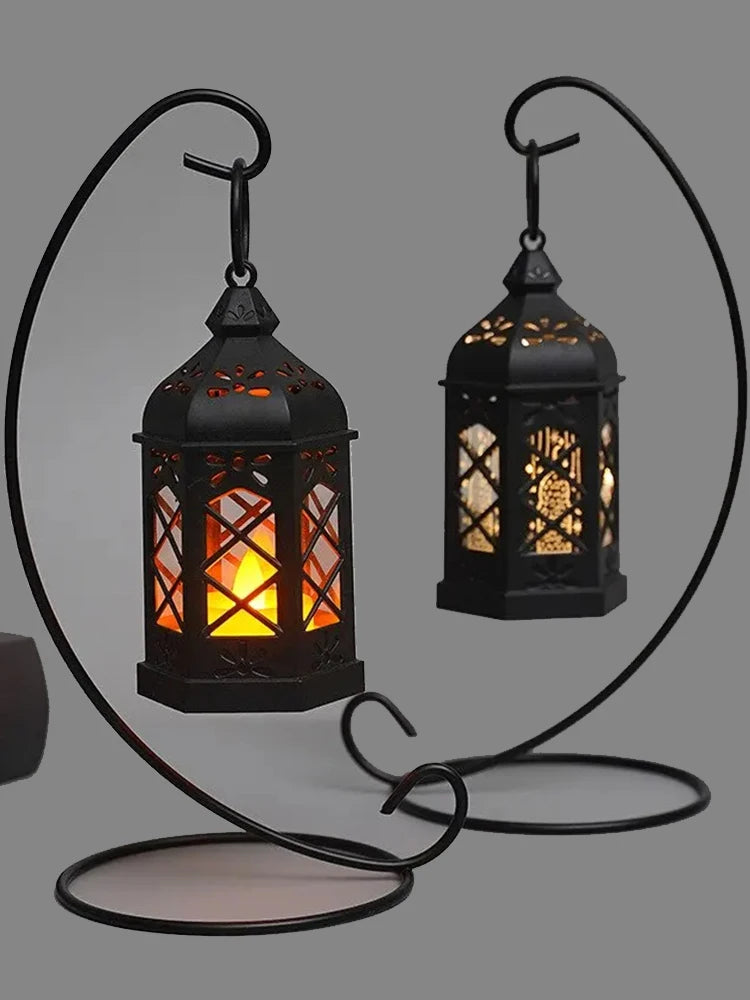 Retro Desktop Lamp - Halloween Ambient Decor & Creative Gift, Hexagonal LED Wind/Candle Lamp, Portable Pony Lamp