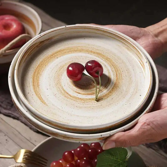 Japanese Ceramic Dinner Plate Steak Food Tray Tableware Straight Edge Flat Plate Salad Pasta Dish Dinnerware
