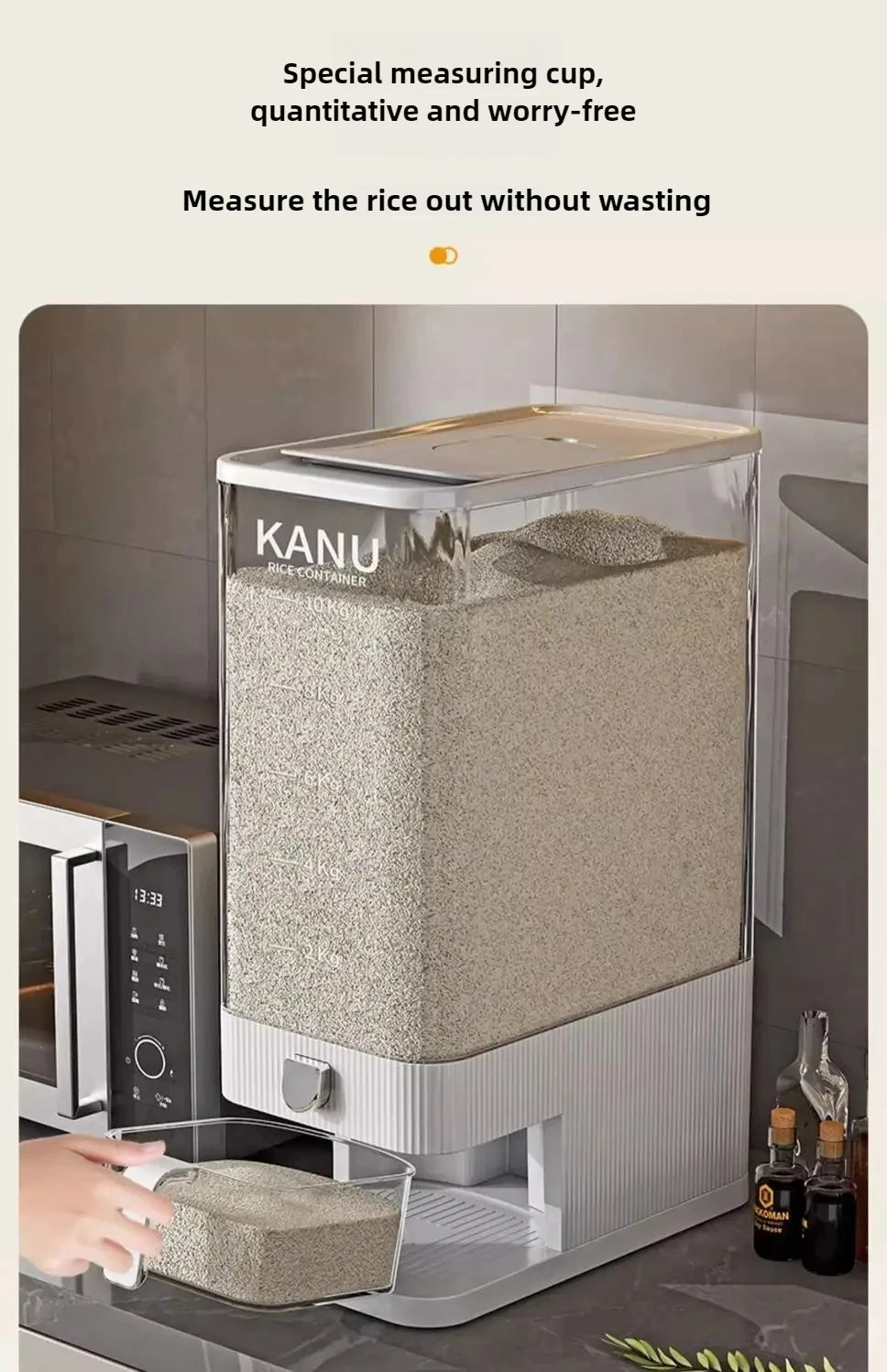 Sealed Rice Storage Container Easy Dispense Kitchen Box