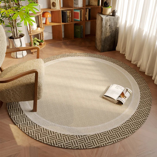 VIKAMA Round Rugs Premium Feeling Light Luxury Bedroom Living Room Dresser Cloakroom Chair Mats Vintage Floor Mats Home Decor