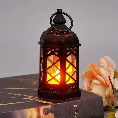 Retro Desktop Lamp - Halloween Ambient Decor & Creative Gift, Hexagonal LED Wind/Candle Lamp, Portable Pony Lamp