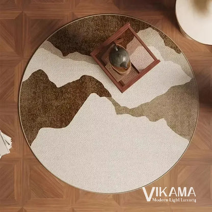 VIKAMA Circular Minimalist Light Luxury Carpet Minimalist Style Sofa Carpet Living Room Home Decoration Washable Floor Mat