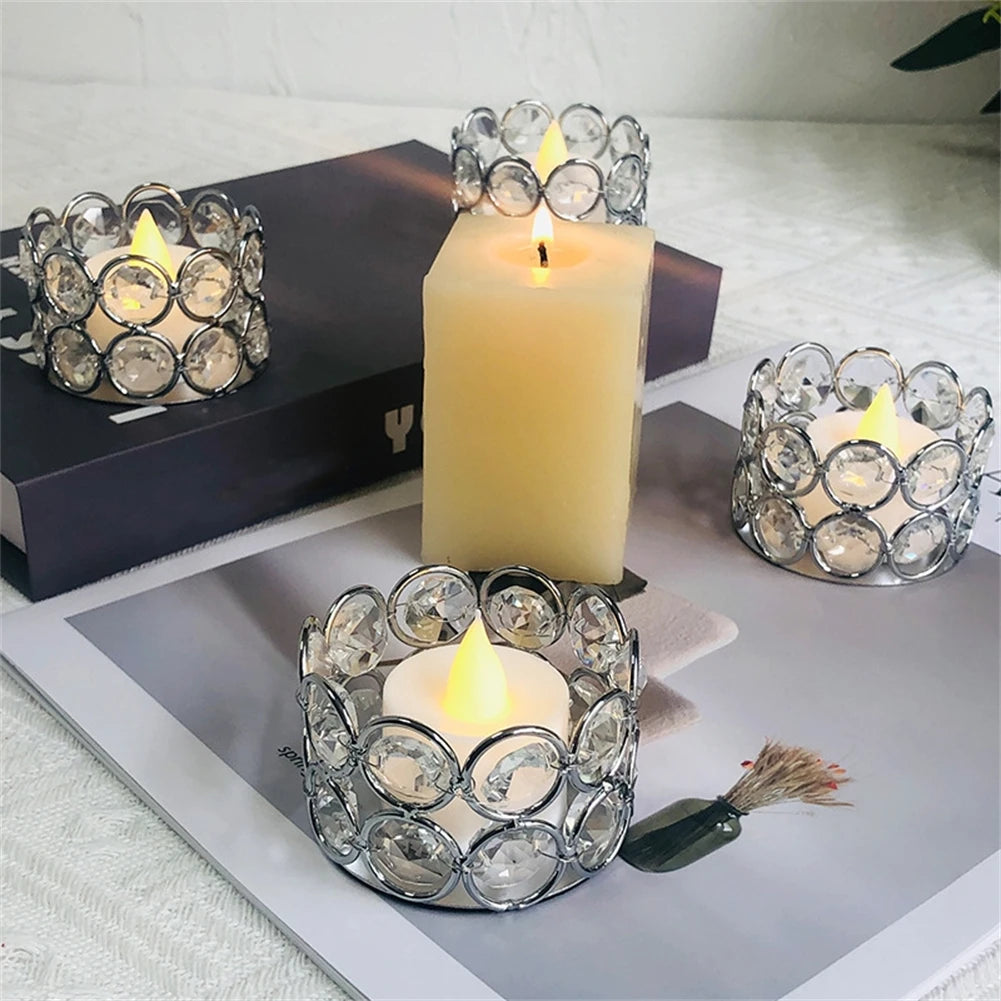 Crystal Tealight Candle Lantern Holders Candlesticks  For Wedding Xmas Party Dinner Table Centerpieces Home Decors