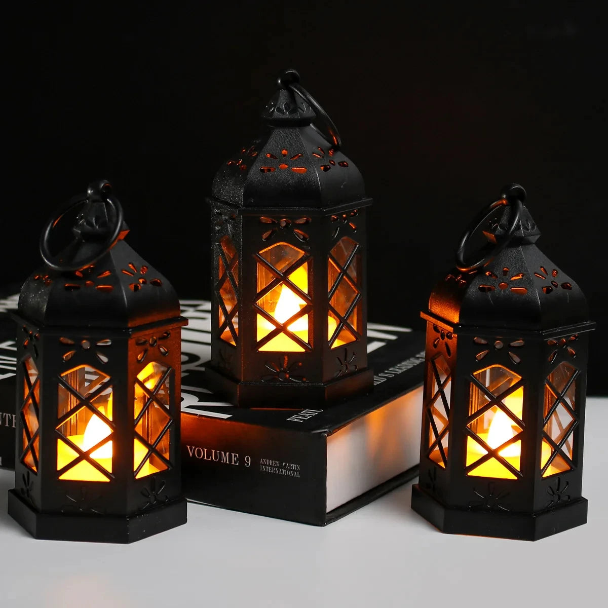 Retro Desktop Lamp - Halloween Ambient Decor & Creative Gift, Hexagonal LED Wind/Candle Lamp, Portable Pony Lamp