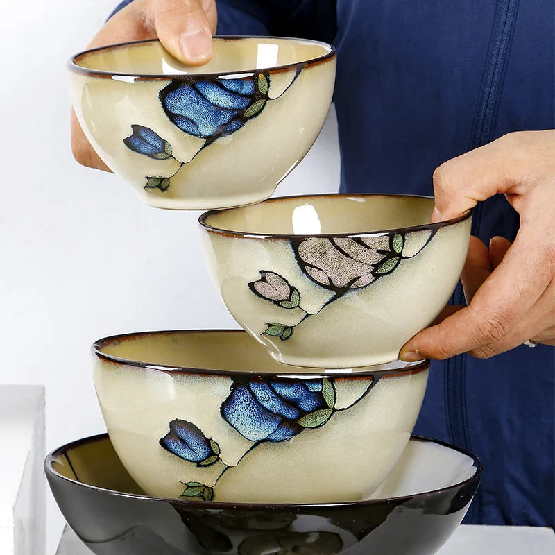 Hand Drawn Mulan Ceramic Plates, Fish Plates, Soup Bowls, Baking Pans, Rice Bowls, Snacks, Creative Retro Round Tableware