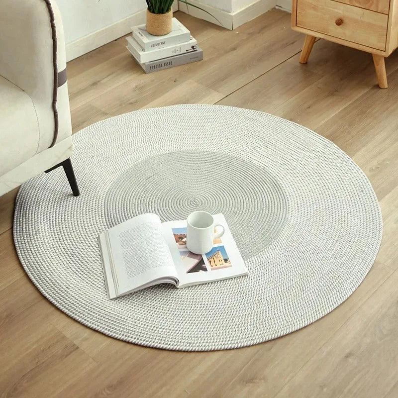 Handmade Round Rug Jute Carpets Woven Rattan Carpet With Tassel for Bedroom Living Room Vintage Linen Cotton Floor Mats