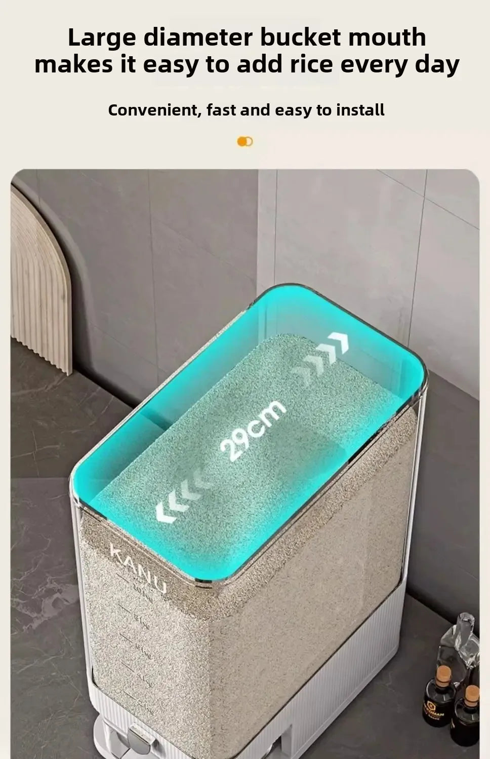 Sealed Rice Storage Container Easy Dispense Kitchen Box