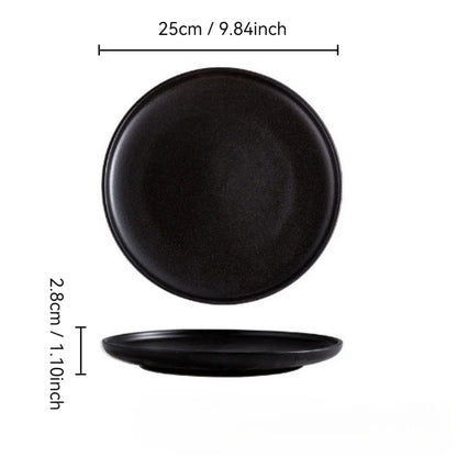 Japanese Style Black Ceramic Plate Set