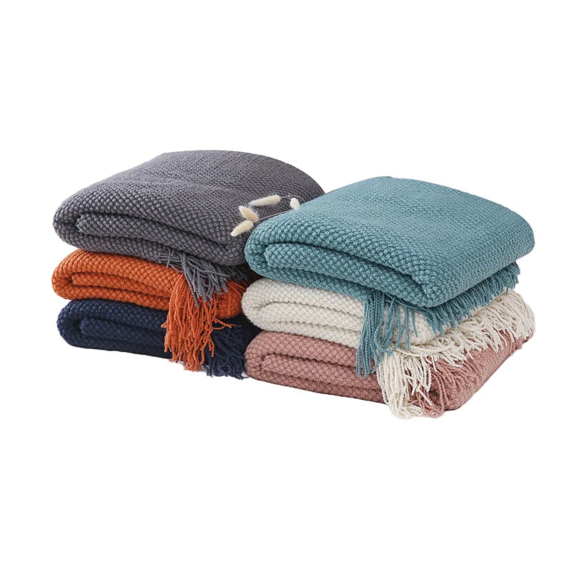 Soft Sofa Blanket Nordic Knitted Blankets Bed Sheet Decor Shawl Sofa Cover with Tassels Scarf Sofa Throw Blanket Drop Shipping