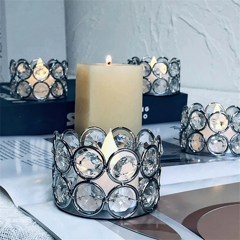 Crystal Tealight Candle Lantern Holders Candlesticks  For Wedding Xmas Party Dinner Table Centerpieces Home Decors