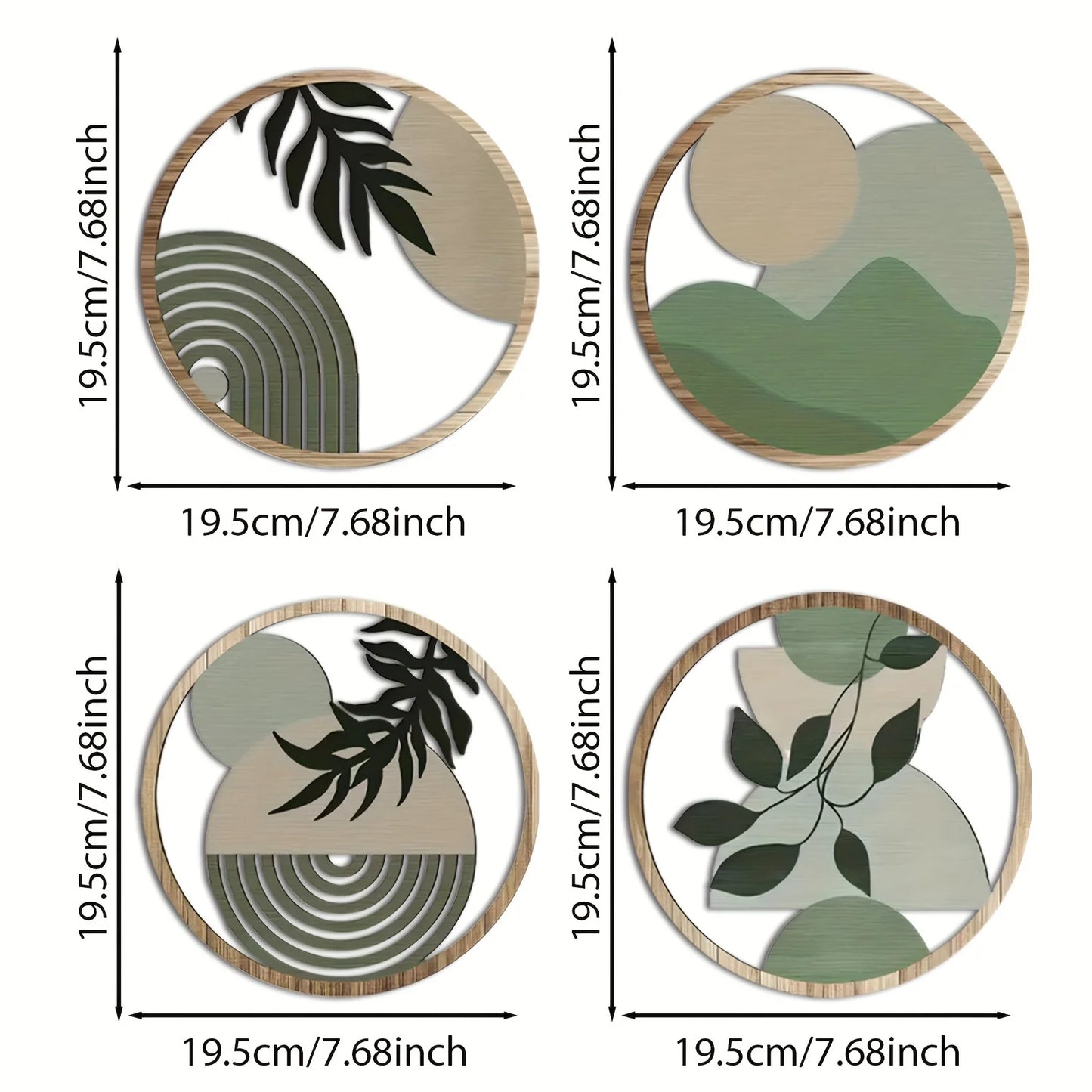 4 piezas de decoración de pared de madera bohemia, esculturas colgantes rústicas huecas para sala de estar, dormitorio y patio al aire libre.