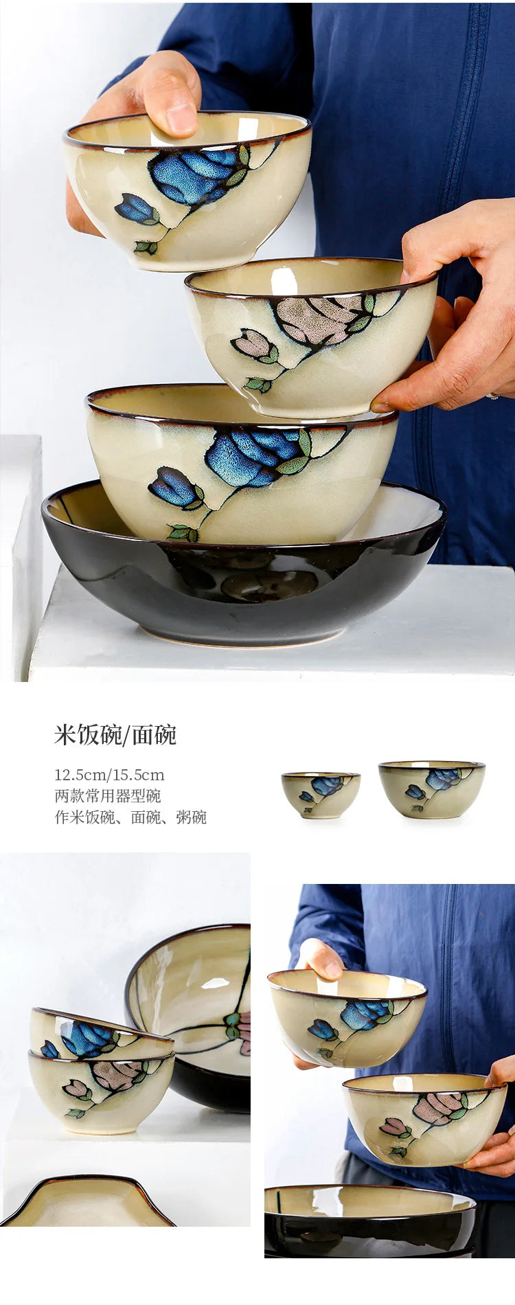 Hand Drawn Mulan Ceramic Plates, Fish Plates, Soup Bowls, Baking Pans, Rice Bowls, Snacks, Creative Retro Round Tableware