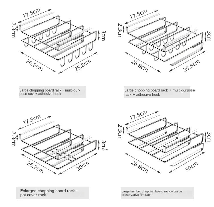"SpaceSaver Hanging Rack – Sleek Under-Cabinet Storage for Pots, Covers & Kitchen Tools