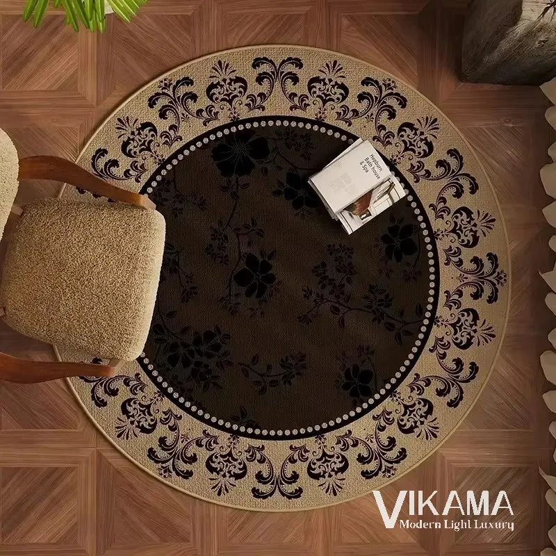 VIKAMA Circular Minimalist Light Luxury Carpet Minimalist Style Sofa Carpet Living Room Home Decoration Washable Floor Mat