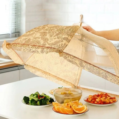 Foldable Food Cover Lace Mesh Vegetable Cover Dustproof Rice Umbrella Style Anti Fly Mosquito Insect Proof Food Bread Cover