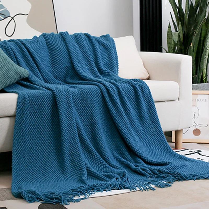 Soft Sofa Blanket Nordic Knitted Blankets Bed Sheet Decor Shawl Sofa Cover with Tassels Scarf Sofa Throw Blanket Drop Shipping