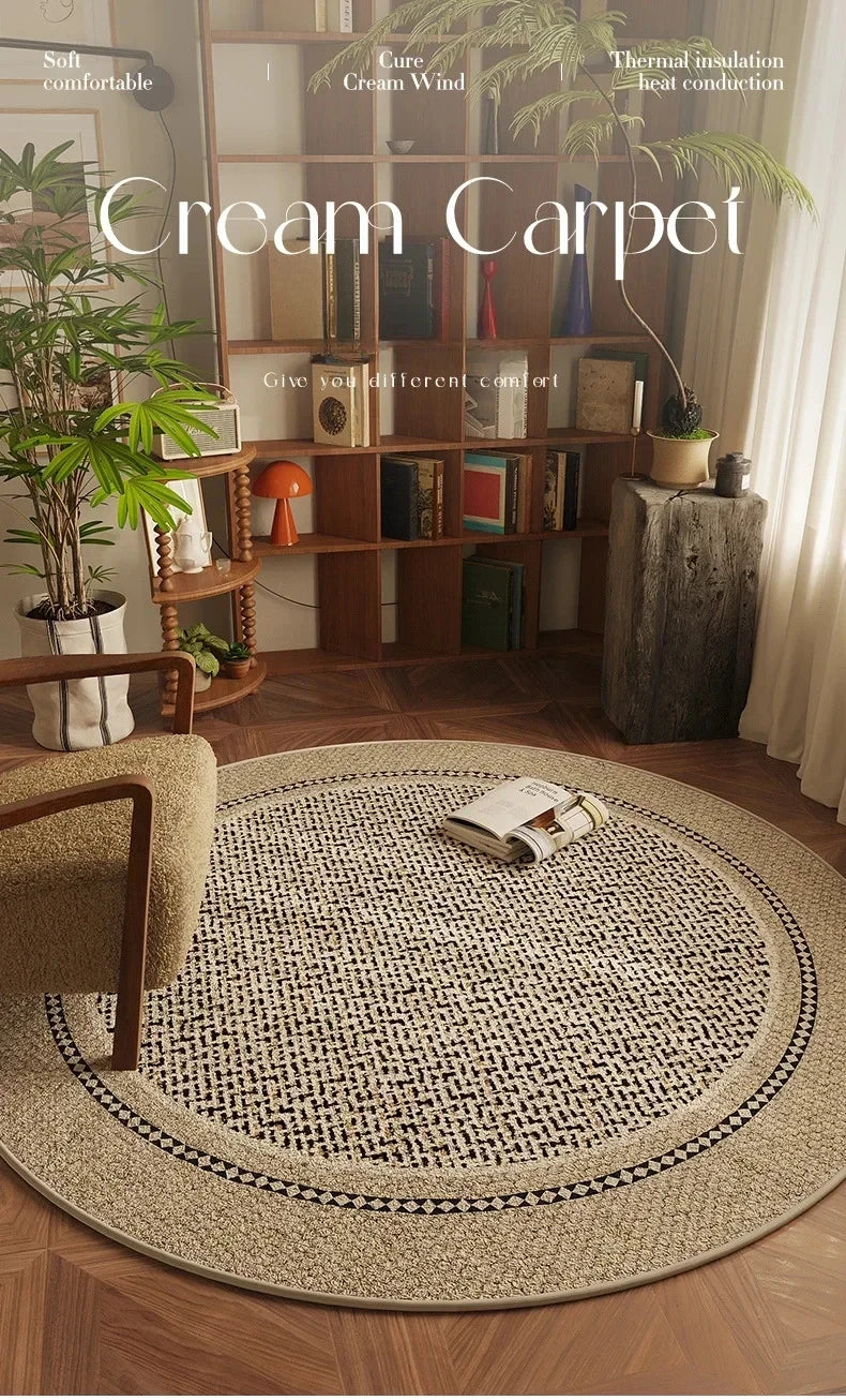 VIKAMA Circular Minimalist Light Luxury Carpet Minimalist Style Sofa Carpet Living Room Home Decoration Washable Floor Mat