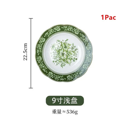 Nuevo juego de vajilla retro con plato de verduras y plato de pescado de cerámica combinado