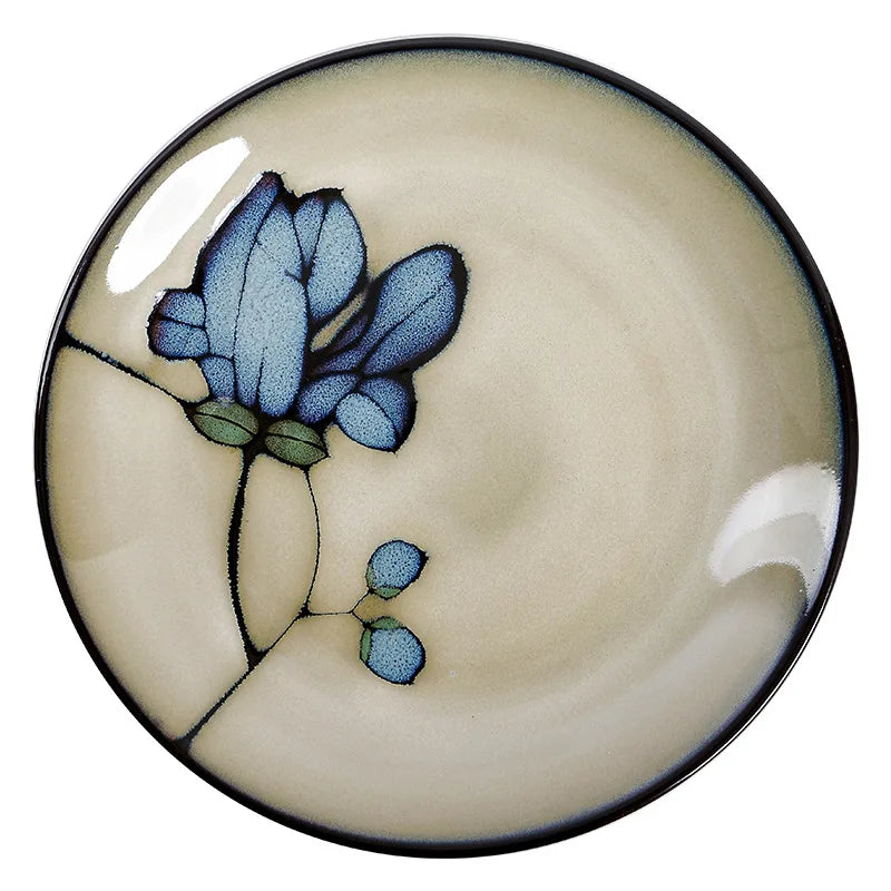 Hand Drawn Mulan Ceramic Plates, Fish Plates, Soup Bowls, Baking Pans, Rice Bowls, Snacks, Creative Retro Round Tableware