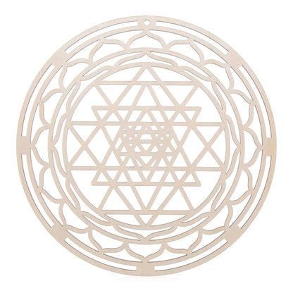 Wooden Wall Art Home Decor Flower Of Life Energy Mat Decorative Boards Crafts Slice Wood Base Coasters Sacred Geometry Ornament