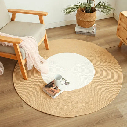 Handmade Round Rug Jute Carpets Woven Rattan Carpet With Tassel for Bedroom Living Room Vintage Linen Cotton Floor Mats