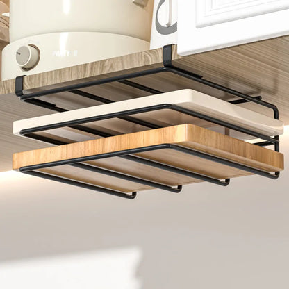 "SpaceSaver Hanging Rack – Sleek Under-Cabinet Storage for Pots, Covers & Kitchen Tools