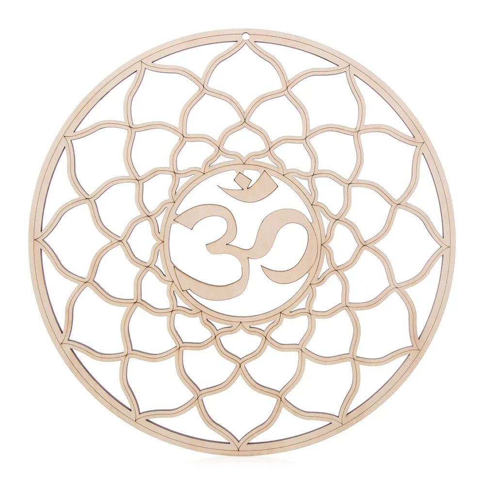 Wooden Wall Art Home Decor Flower Of Life Energy Mat Decorative Boards Crafts Slice Wood Base Coasters Sacred Geometry Ornament