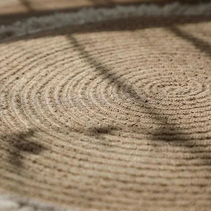 Handmade Round Rug Jute Carpets Woven Rattan Carpet With Tassel for Bedroom Living Room Vintage Linen Cotton Floor Mats
