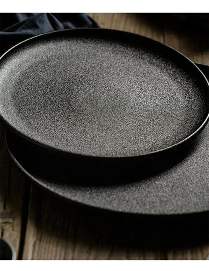 Japanese Style Black Ceramic Plate Set