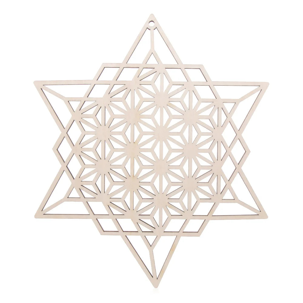 Wooden Wall Art Home Decor Flower Of Life Energy Mat Decorative Boards Crafts Slice Wood Base Coasters Sacred Geometry Ornament