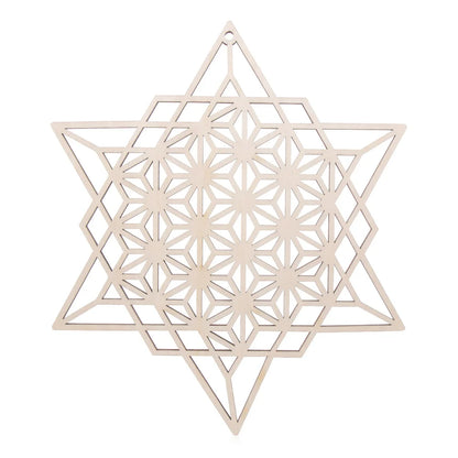 Wooden Wall Art Home Decor Flower Of Life Energy Mat Decorative Boards Crafts Slice Wood Base Coasters Sacred Geometry Ornament