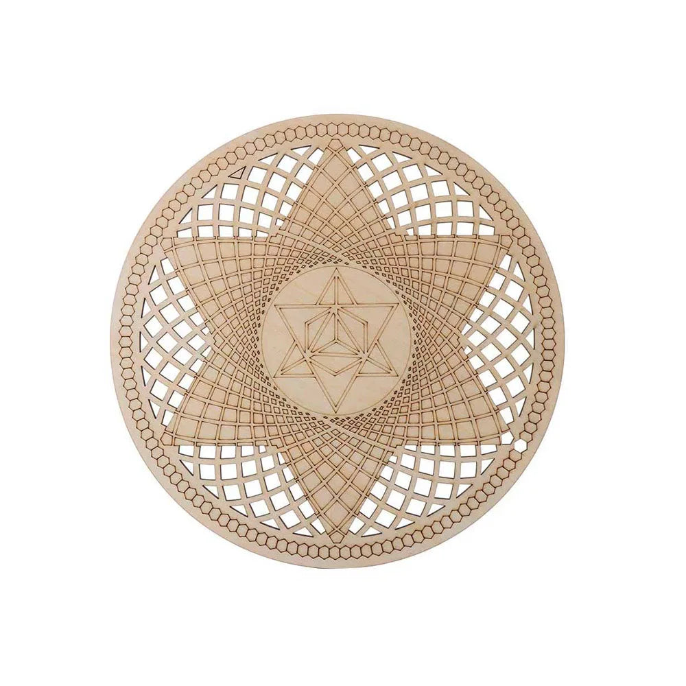Wooden Wall Art Home Decor Flower Of Life Energy Mat Decorative Boards Crafts Slice Wood Base Coasters Sacred Geometry Ornament