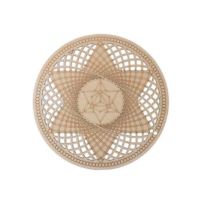 Wooden Wall Art Home Decor Flower Of Life Energy Mat Decorative Boards Crafts Slice Wood Base Coasters Sacred Geometry Ornament