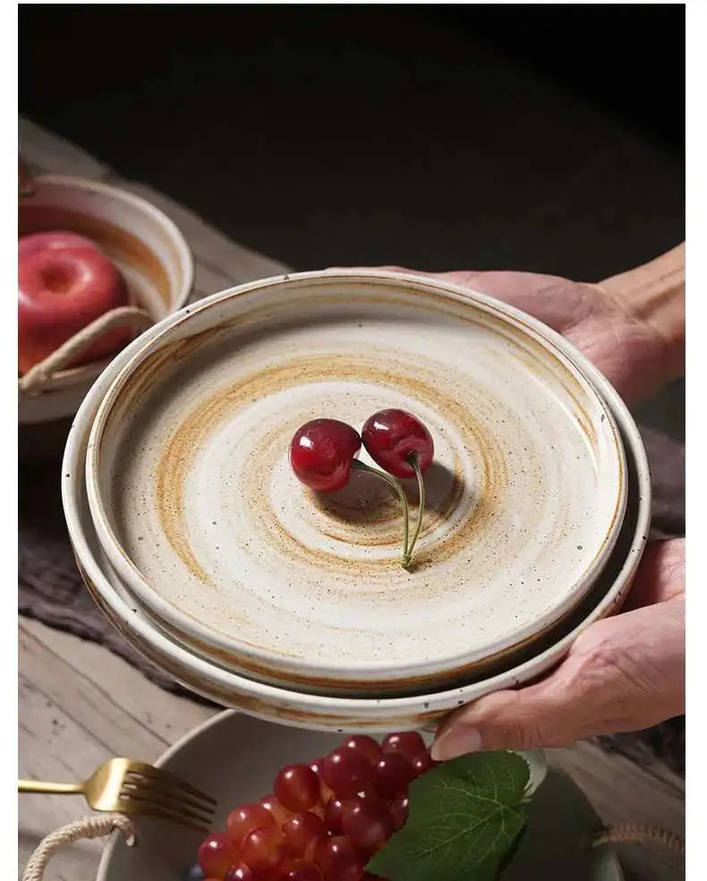 Prato Cerâmico Japonês Borda Reta – Mesa Sofisticada