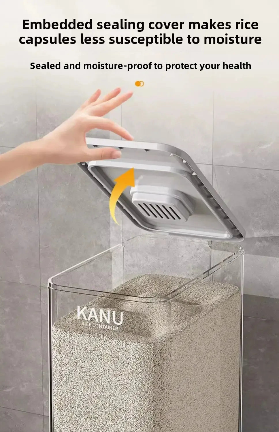 Sealed Rice Storage Container Easy Dispense Kitchen Box