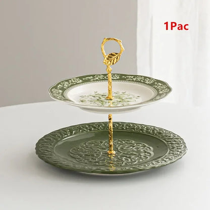 Nuevo juego de vajilla retro con plato de verduras y plato de pescado de cerámica combinado